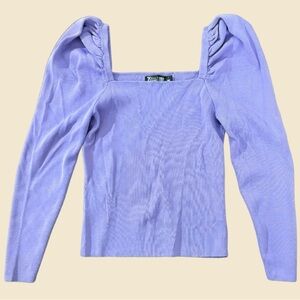 New York & Company Light Purple Square Neck Blouse
